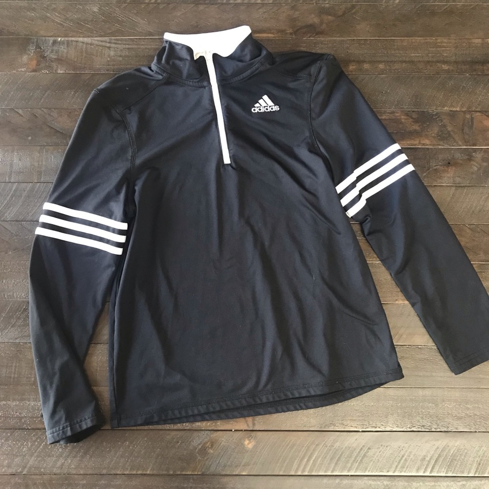 BOYS ADIDAS DRI-FIT BLACK HALF ZIP PULLOVER